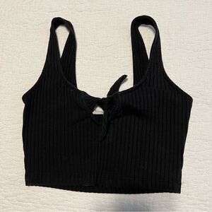 ✨ Lush Women’s Black Front Tie Crop Tank Top Small